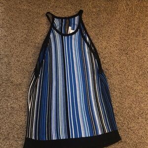 White House Black Market Blue and Black Knit Top